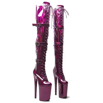 Auman Ale/ новинка, 23 см/9 дюймов, верх из искусственной кожи, пикантные экзотические вечерние женские ботинки на платформе и высоком каблуке, обувь для танцев на шесте 119