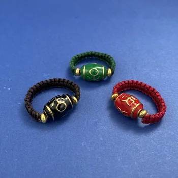 HX Серебристый цвет, бусина Потала Палас Дзи, тибетское натуральное женское веревочное кольцо для рук, оригинальный дизайн, вращающееся кольцо