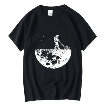 Moon Cleaner Мужская футболка Высокого качества, 100% Забавный Лунный Принт, Летняя Повседневная Крутая Свободная Мужская футболка С круглым вырезом, Мужские Топы