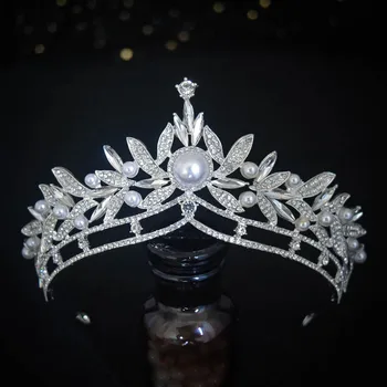 Великолепные цветы, хрустальная жемчужина, большая свадебная корона, повязка на голову, свадебная тиара, аксессуары для волос для вечеринки, шоу, конкурс красоты
