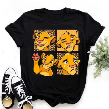 Женские футболки Disney Lion King MATATA Harajuku Kawaii Для девочек, футболка оверсайз с короткими рукавами, одежда Y2k, Верхняя уличная одежда