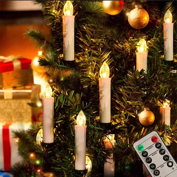 Зажим для Рождественской елки, светодиодная свеча на длинном шесте с дистанционным управлением, украшение для домашней вечеринки на Хэллоуин, Реквизит для фотографий