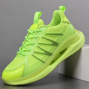 Мужские Новые крутые кроссовки для бега, яркие зелено-оранжевые популярные среди молодежи кроссовки для спортивной ходьбы, удобные спортивные кроссовки