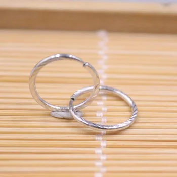 Серьги с маркировкой Pt950 из натуральной платины 950 пробы для женщин, серьги-кольца с резной поверхностью диаметром 14 мм, простой стиль
