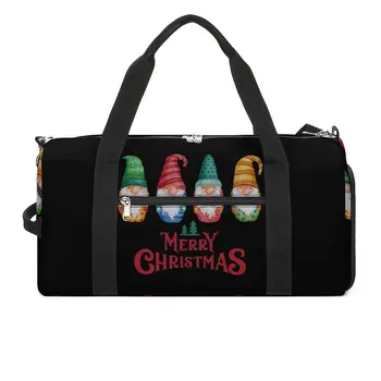Сказочный Рождественский гном в шляпах, спортивная сумка, с Рождеством, Тренировочные спортивные сумки, пара больших красочных сумок для фитнеса, уличные сумки