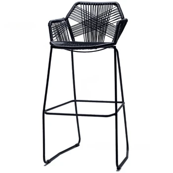 Скандинавские барные стулья, креативный барный стул из ротанга, Кресло со спинкой из ротанга, кресло на открытом воздухе, стул для балкона, Железный Современный минималистичный барный стул